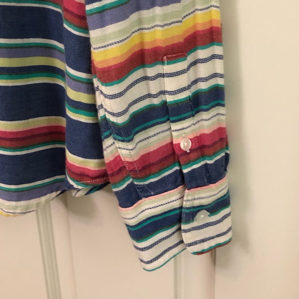 Vintage | Multi Color Stripe Long Sleeve Shirt Western Southwestern Medium - Picture 8 of 11